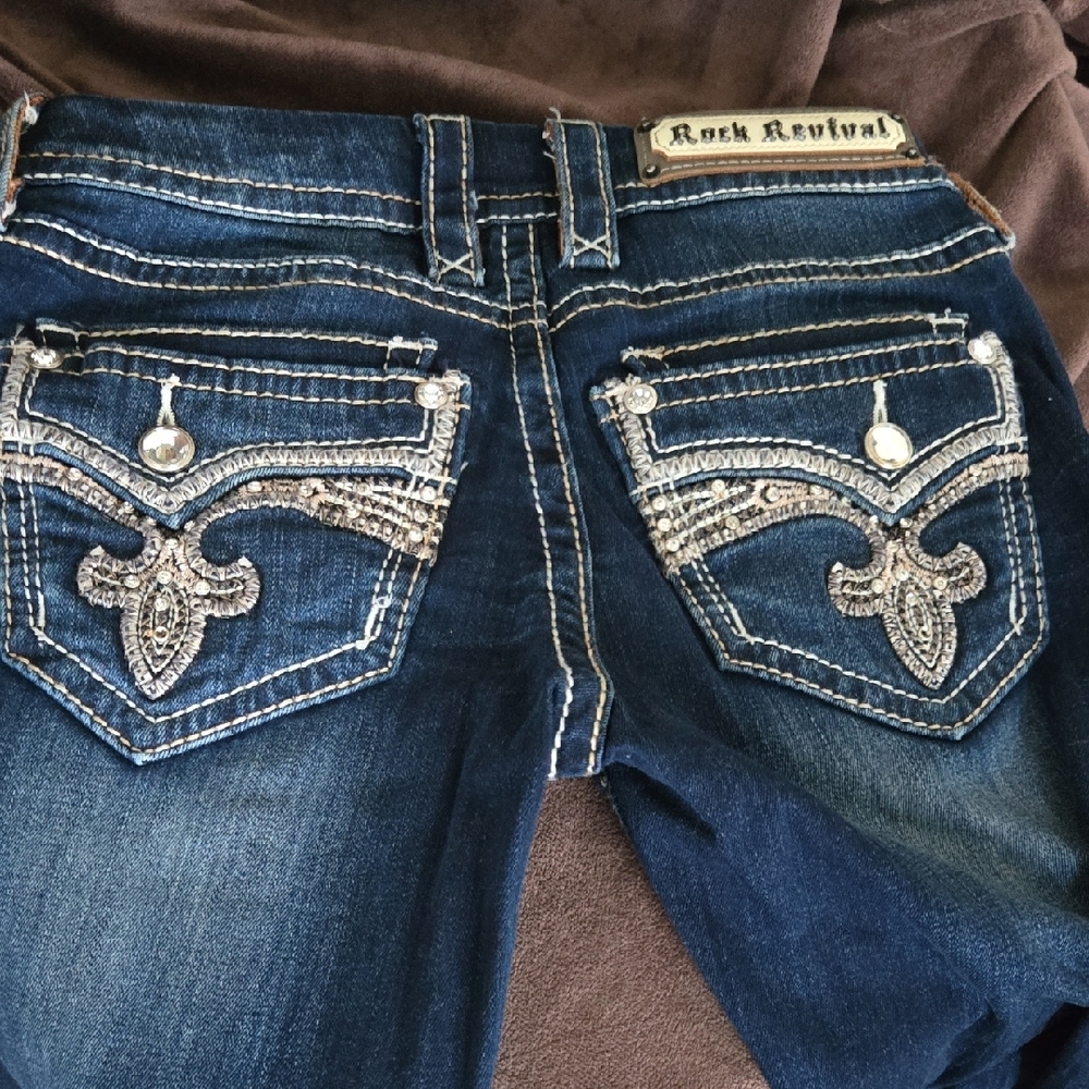 Rock Revival Women's Dark Blue Embellished Jeans - Picture 2 of 7